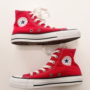 Converse High Top Sneakers in Red with White Accents